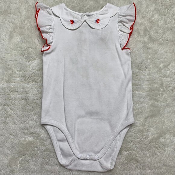 Jacadi Toddler Girl White Embroidered Ruffled Onesie Size 36 Months - Picture 1 of 10